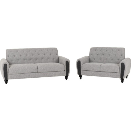 Chester 3+2 Suite Sofa Set Light Grey Fabric plain image