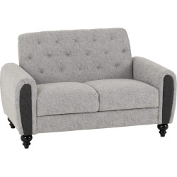 Chester 3+2 Suite Sofa Set Light Grey Fabric 2 seater side view