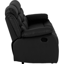 Roma 3+2 Recliner Suite Black Faux Leather side closed