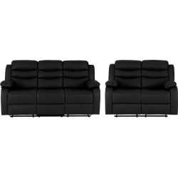 Roma 3+2 Recliner Suite Black Faux Leather front