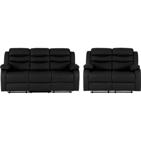 Roma 3+2 Recliner Suite Black Faux Leather front
