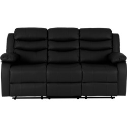Roma 3+2 Recliner Suite Black Faux Leather 3 seater front
