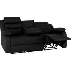 Roma 3+2 Recliner Suite Black Faux Leather bottom closed