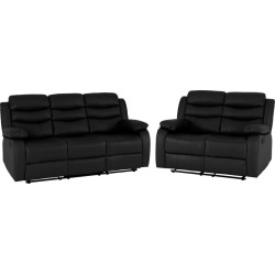 Roma 3+2 Recliner Suite Black Faux Leather front side
