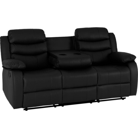 Roma 3+2 Recliner Suite Black Faux Leather back half closed