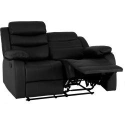 Roma 3+2 Recliner Suite Black Faux Leather bottom half opened and half closed