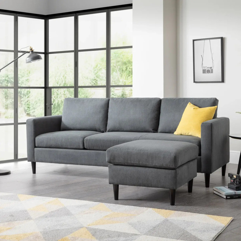 Marant Corner Sofa Grey Fabric