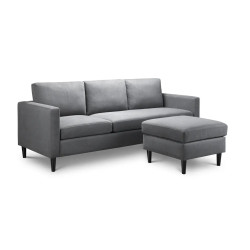 Marant Corner Sofa Grey Fabric with stool