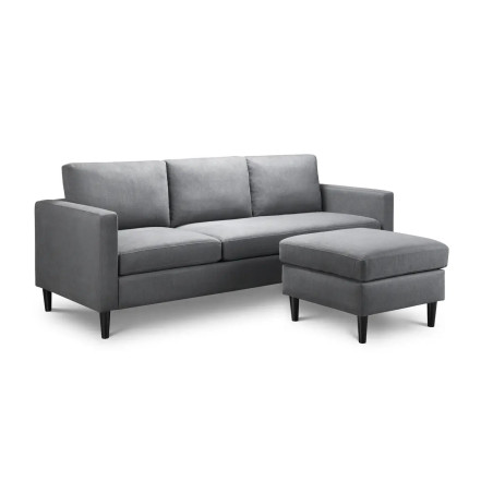 Marant Corner Sofa Grey Fabric with stool