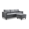 Marant Corner Sofa Grey Fabric with stool