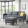Marant Corner Sofa Grey Fabric with stool living room front