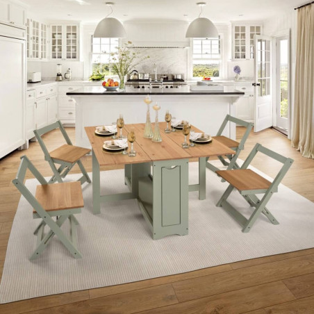 Santos Butterfly Dining Set sage green  kitchen view
