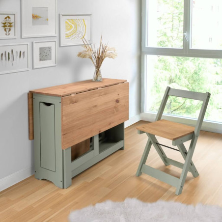 Santos Butterfly Dining Set sage green wall view