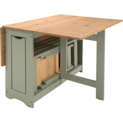 Santos Butterfly Dining Set sage green table side with chairs