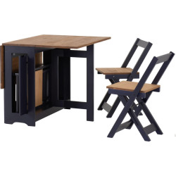 Santos Butterfly Dining Set navy blue table side with chairs