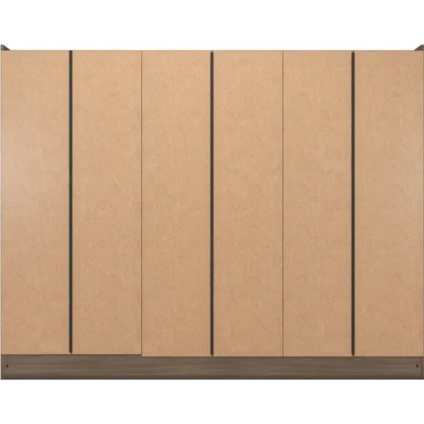 Nevada 6 Door 2 Drawer Mirrored Wardrobe Rustic Oak Effect - Home Divine