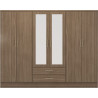 Nevada 6 Door 2 Drawer Mirrored Wardrobe Oyster Gloss/Light Oak Effect Veneer - Home Divine