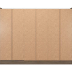 Nevada 6 Door 2 Drawer Mirrored Wardrobe Oyster Gloss/Light Oak Effect Veneer - Home Divine