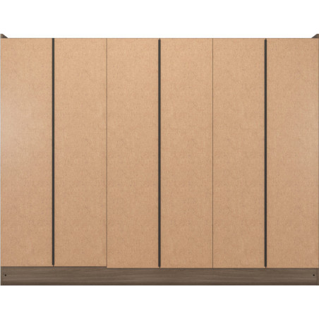 Nevada 6 Door 2 Drawer Mirrored Wardrobe Oyster Gloss/Light Oak Effect Veneer - Home Divine