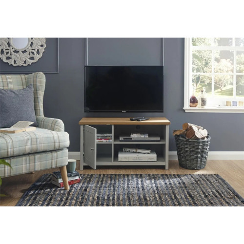 Lancaster Small TV Cabinet grey internal view