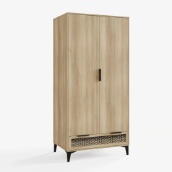 Ezra 2 Door 1 Drawer Wardrobe in Oak side