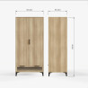 Ezra 2 Door 1 Drawer Wardrobe in Oak dimensions