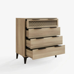 Ezra 4 Drawer Chest in Oak opened