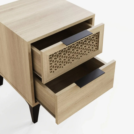 Ezra 2 Drawer Bedside Table in Oak drawers