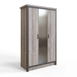 Boston 3 Door Mirrored Wardrobe in Grey side