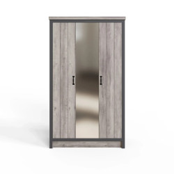 Boston 3 Door Mirrored Wardrobe in Grey closed