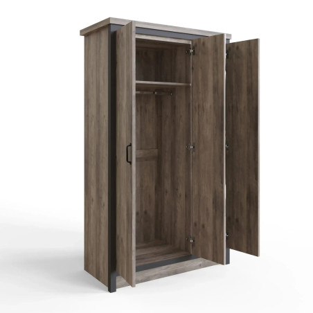 Boston 3 Door Mirrored Wardrobe in Grey opened