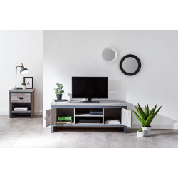 Boston 2 Door TV Unit in Grey opened