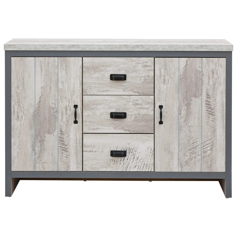 Boston 2 Door 3 Drawer Sideboard in Grey closed