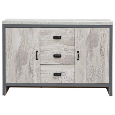 Boston 2 Door 3 Drawer Sideboard in Grey closed