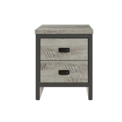 Boston 2 Drawer Bedside Table in Grey front