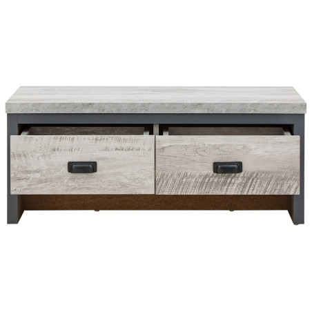 Boston 2 Drawer Coffee Table in Grey front opened