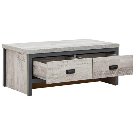 Boston 2 Drawer Coffee Table in Grey side