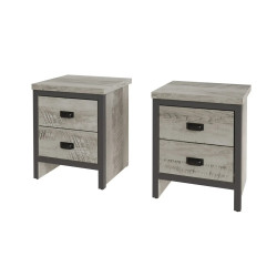 Boston 2 Drawer Bedside Table Pair in Grey front