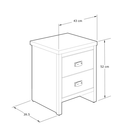 Boston 2 Drawer Bedside Table Pair in Grey dimensions