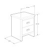 Boston 2 Drawer Bedside Table Pair in Grey dimensions