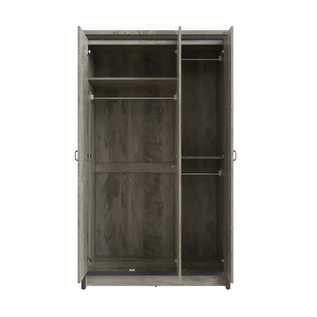 Boston 3 Door Wardrobe in Grey opened