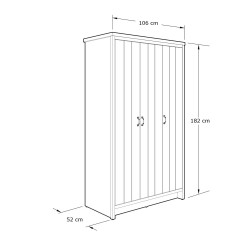 Boston 3 Door Wardrobe in Grey dimensions