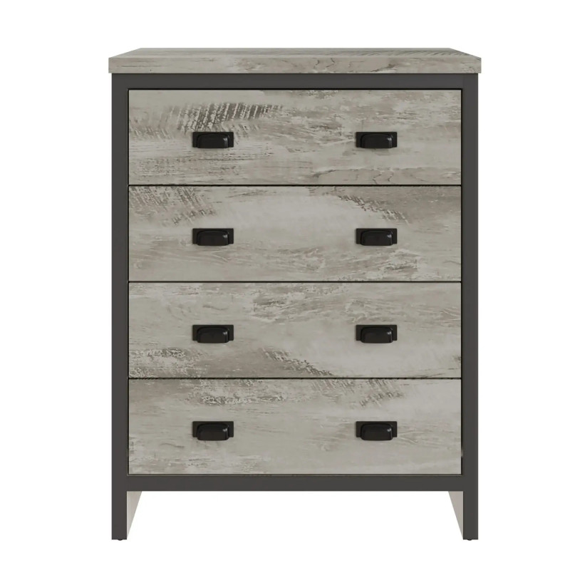 Boston 4 Drawer Chest of Drawers in Grey front