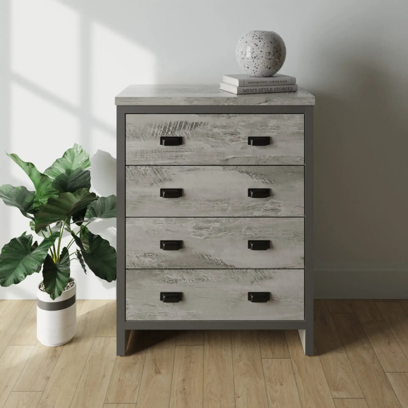 Boston 4 Drawer Chest of Drawers in Grey
