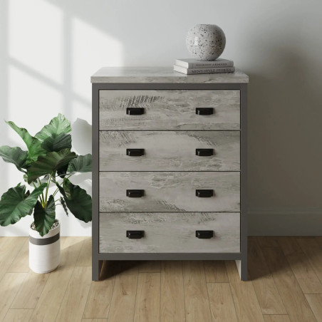 Boston 4 Drawer Chest of Drawers in Grey