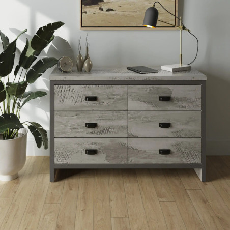 Boston 3+3 Drawer Chest in Grey