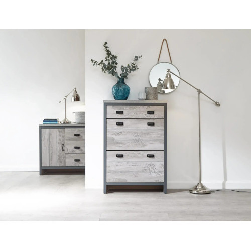 Boston 2 Tier 1 Drawer Shoe Cabinet in Grey front