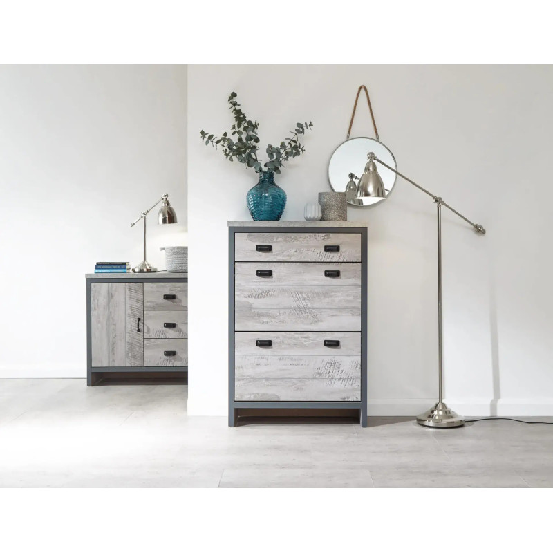 Boston 2 Tier 1 Drawer Shoe Cabinet in Grey front