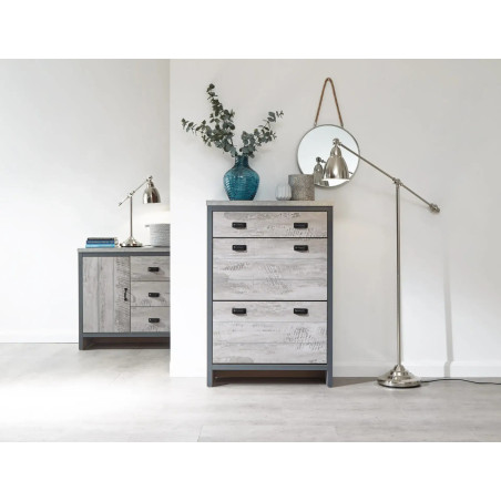 Boston 2 Tier 1 Drawer Shoe Cabinet in Grey front