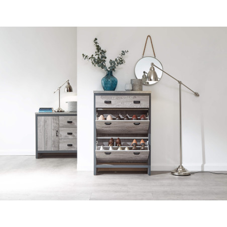 Boston 2 Tier 1 Drawer Shoe Cabinet in Grey